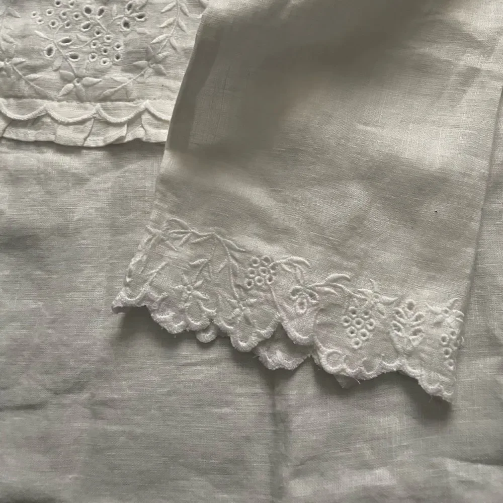 J. Crew White embroidered linen blouse size XS 000058 - Picture 7 of 7